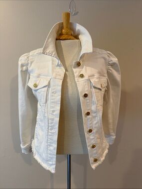 NIC+ZOE White Puff Sleeve Denim Jacket